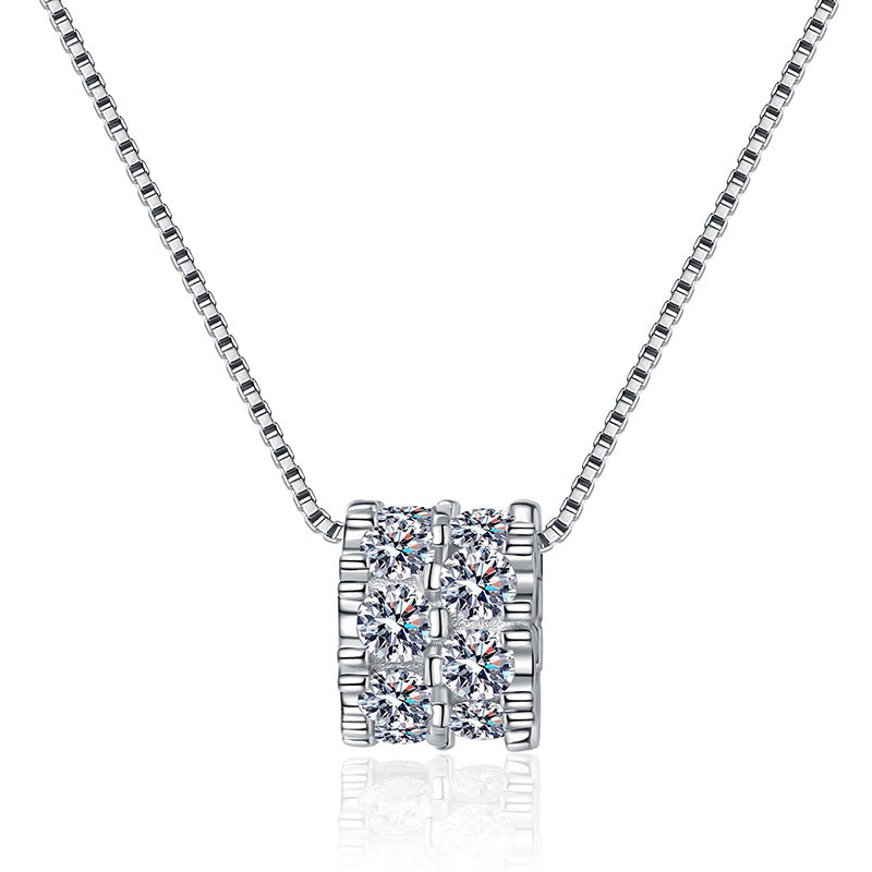 Moissanite Jewelry Necklaces – D Color Bezel Gear Necklace in 925 Sterling Silver