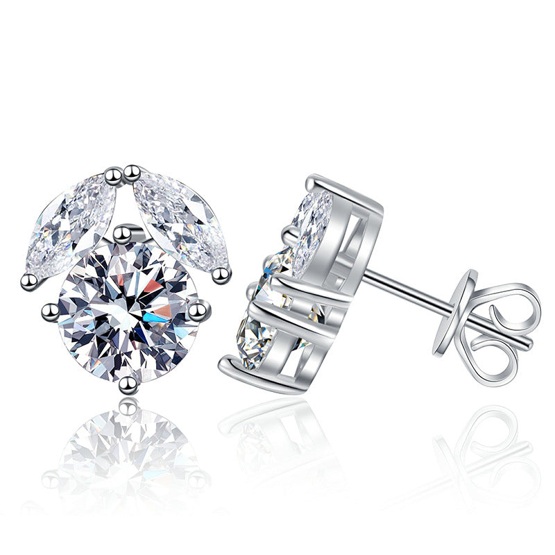 1ct moissanite earrings,moissanite flower earrings