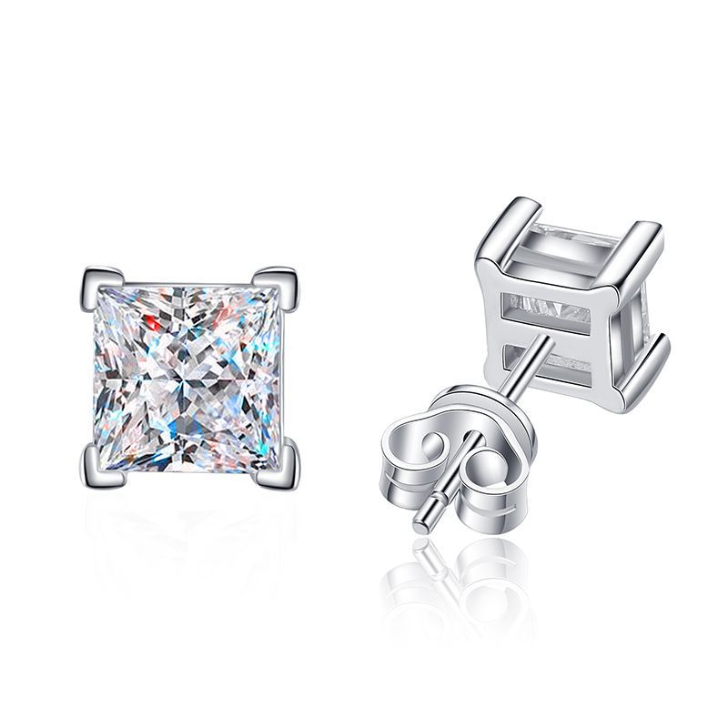 princess cut moissanite earrings