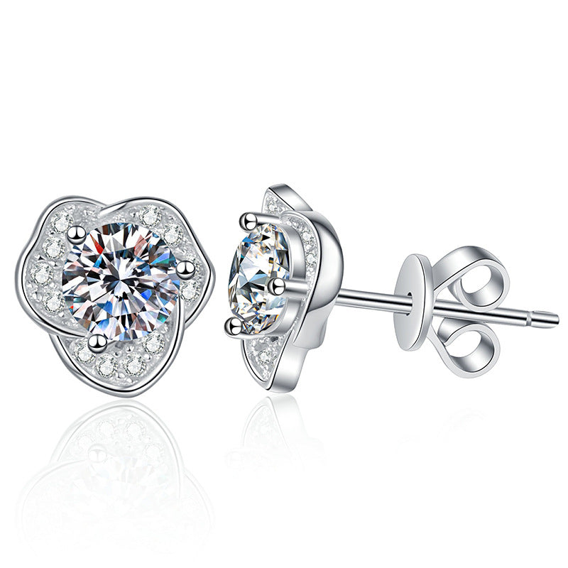 moissanite flower stud earrings