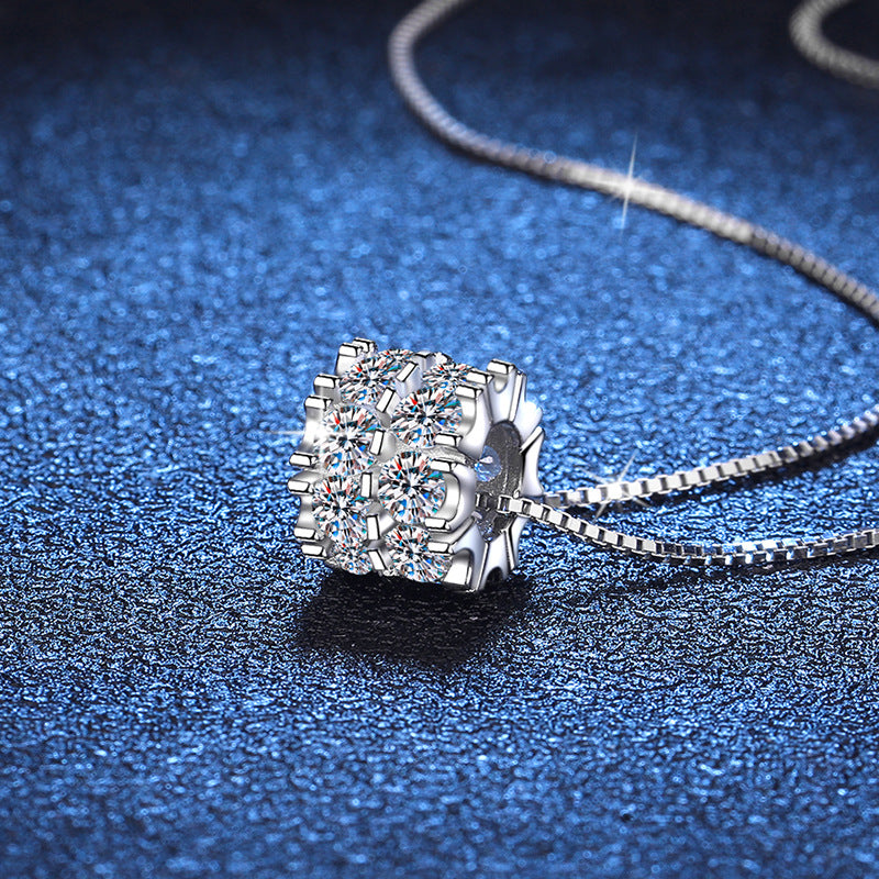 Moissanite Jewelry Necklaces – D Color Bezel Gear Necklace in 925 Sterling Silver