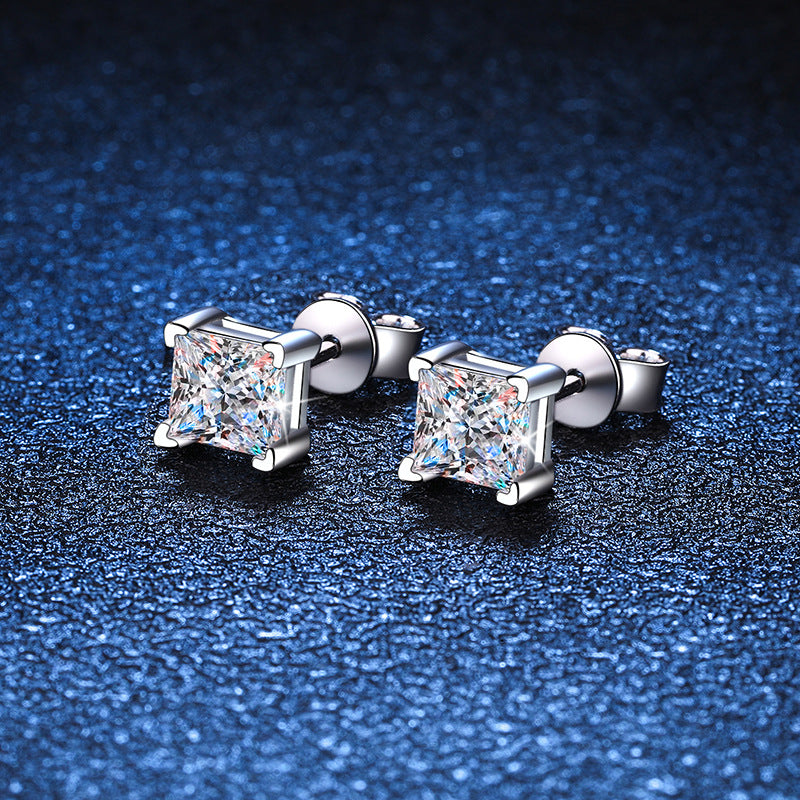 princess cut moissanite earrings