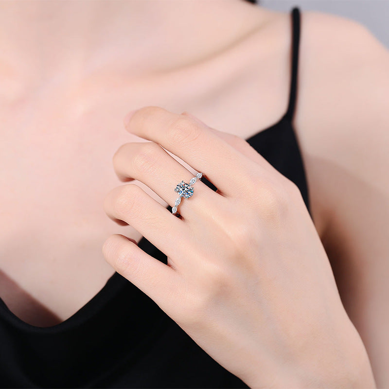 1 Carat Moissanite Ring – S925 Silver High-End Anniversary Jewelry
