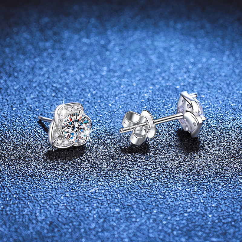 moissanite flower stud earrings