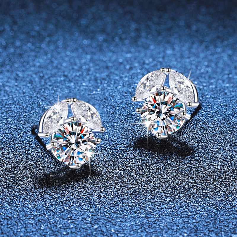 1ct moissanite earrings,moissanite flower earrings