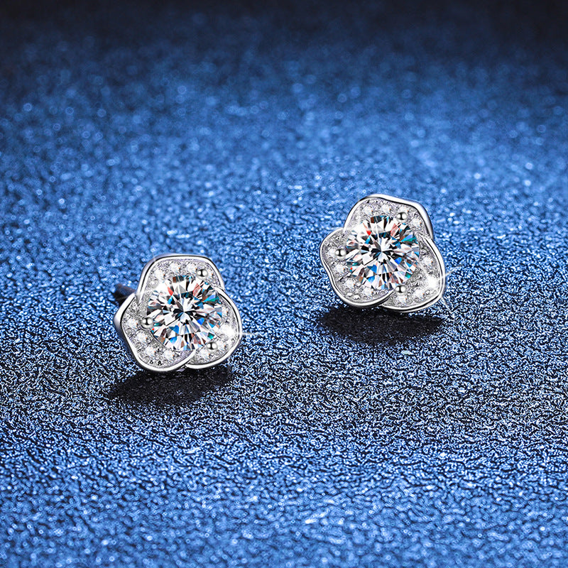 moissanite flower stud earrings