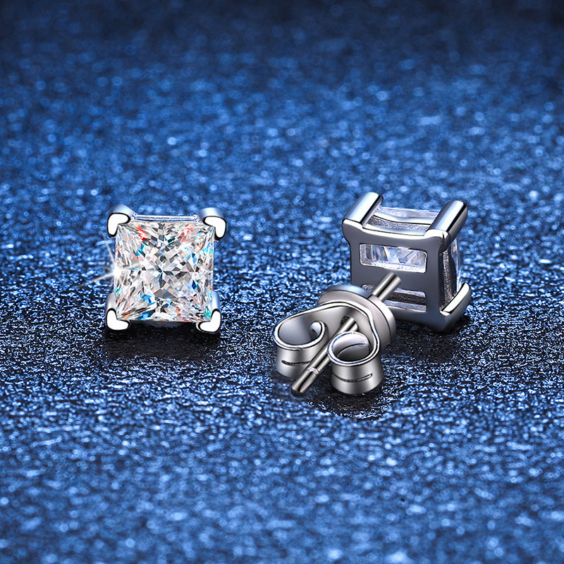 princess cut moissanite earrings