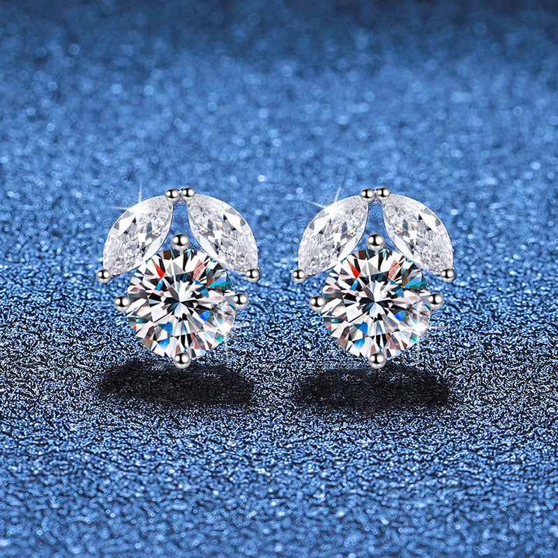 1ct moissanite earrings,moissanite flower earrings