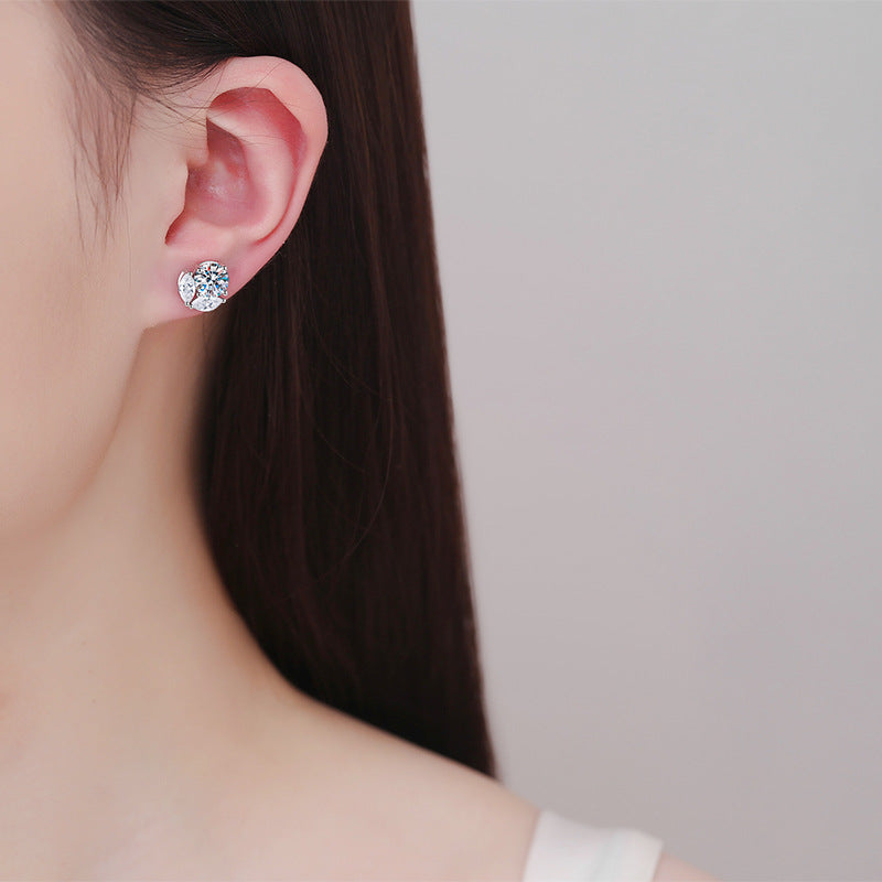 1ct moissanite earrings,moissanite flower earrings