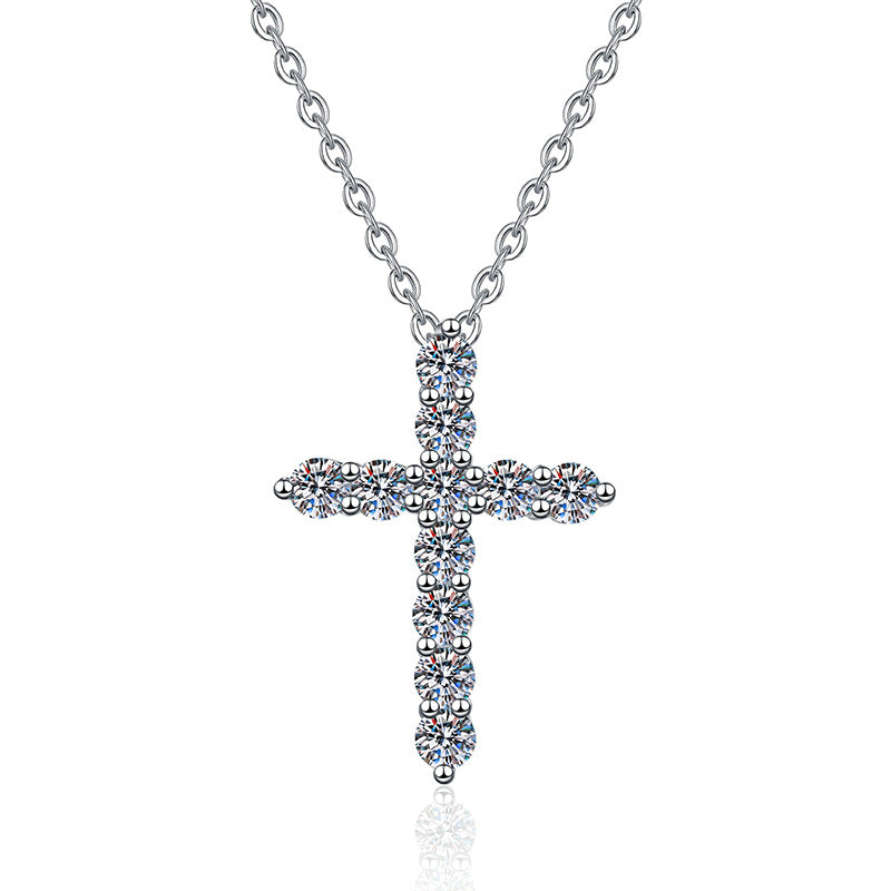cross necklace with moissanite