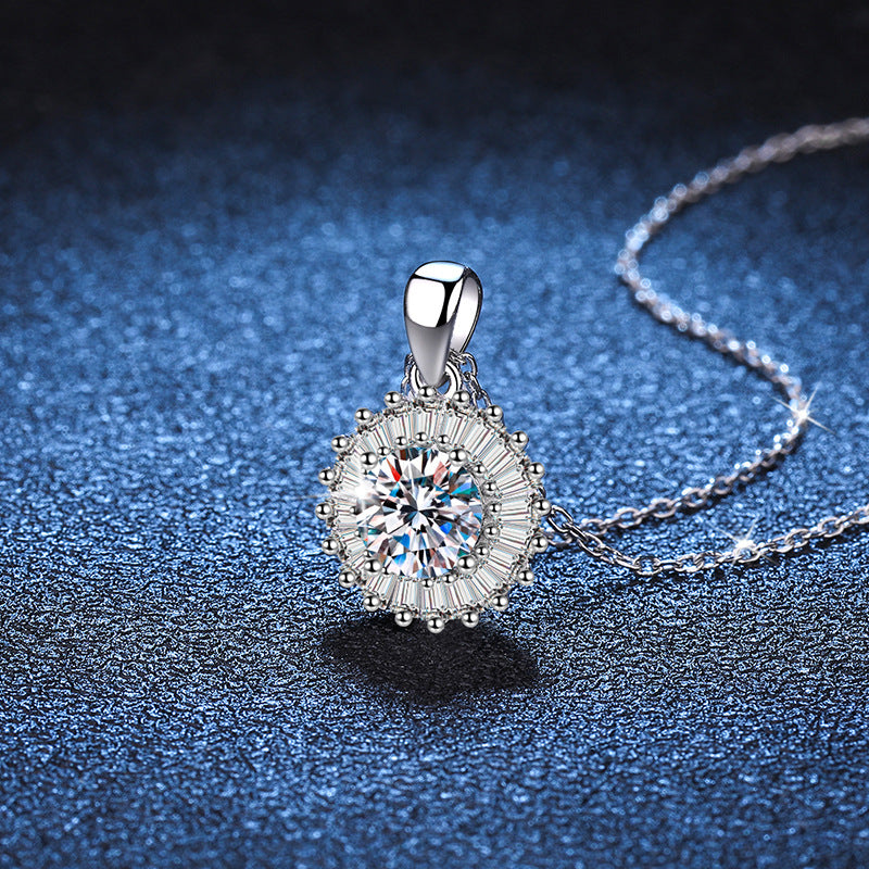 Solitaire Moissanite Necklace in 925 Silver