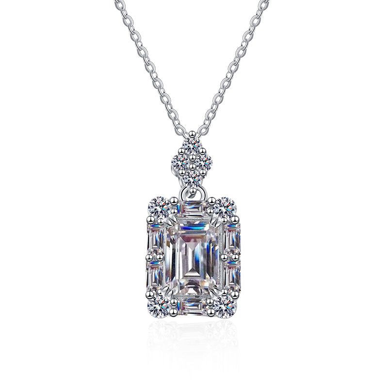emerald cut moissanite necklace
