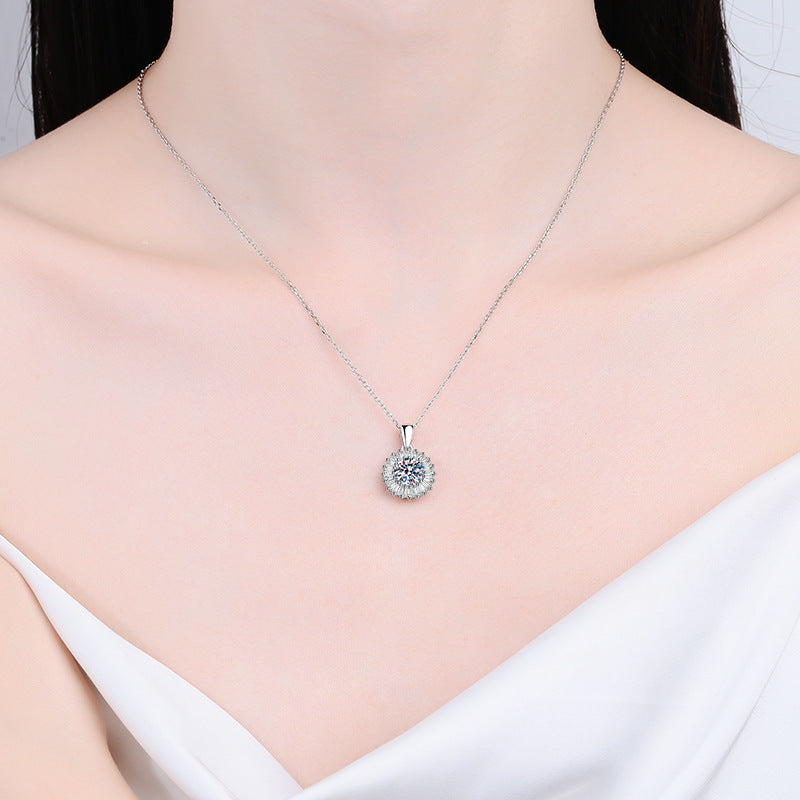 Solitaire Moissanite Necklace in 925 Silver