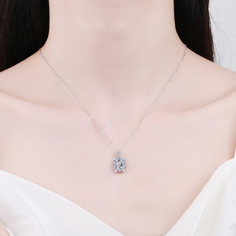 emerald cut moissanite necklace