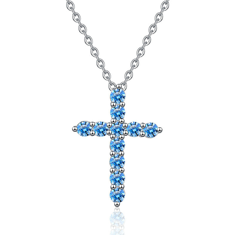 Blue Moissanite Necklace