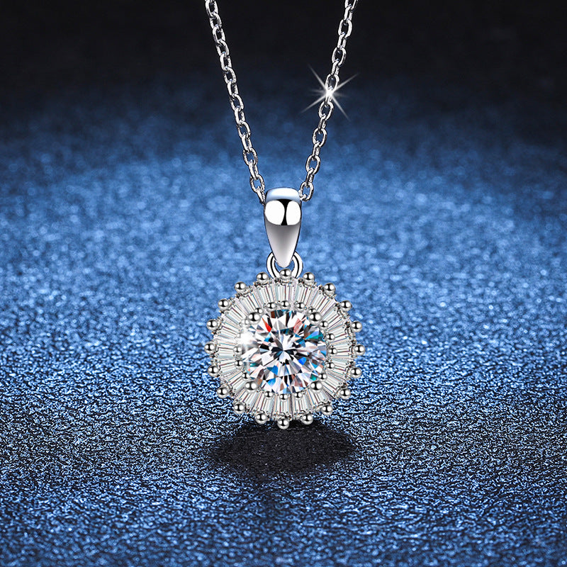 Solitaire Moissanite Necklace in 925 Silver