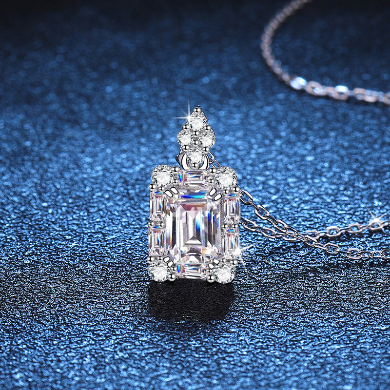 emerald cut moissanite necklace