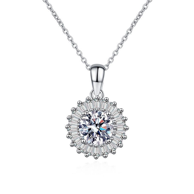 Solitaire Moissanite Necklace in 925 Silver