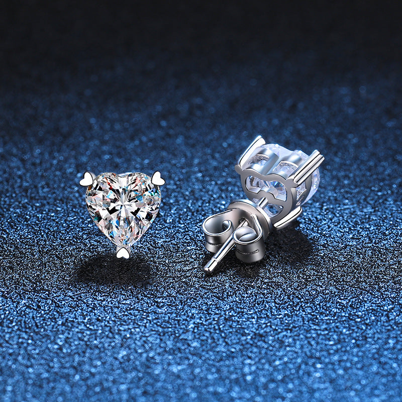 moissanite heart earrings