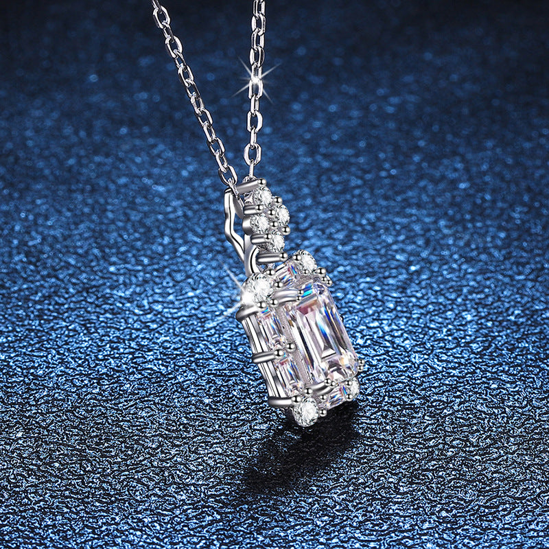 emerald cut moissanite necklace
