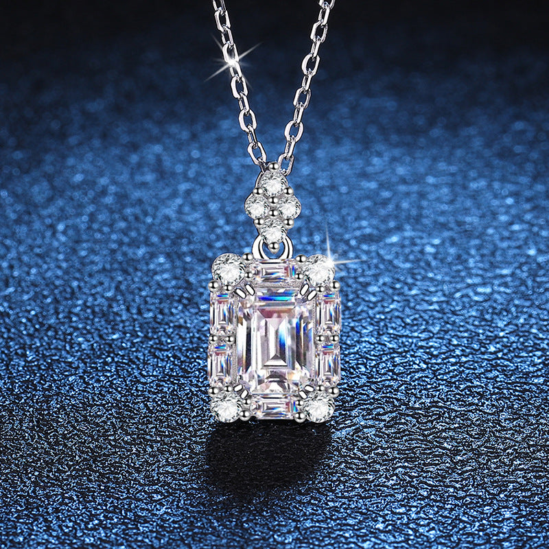 emerald cut moissanite necklace