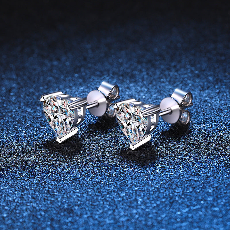 moissanite heart earrings