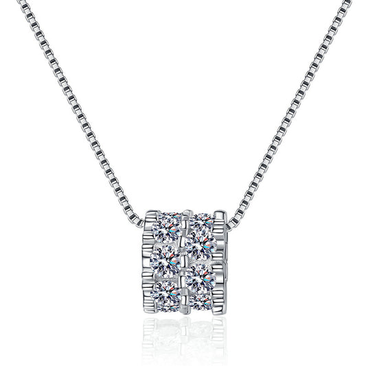 Moissanite Jewelry Necklaces – D Color Bezel Gear Necklace in 925 Sterling Silver