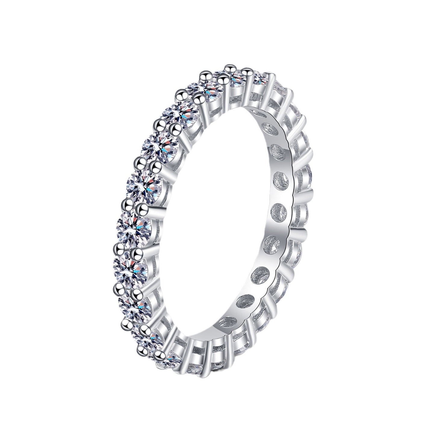Moissanite Eternity Ring – 2.2 Carat S925 Silver Full Pavé Band for Women