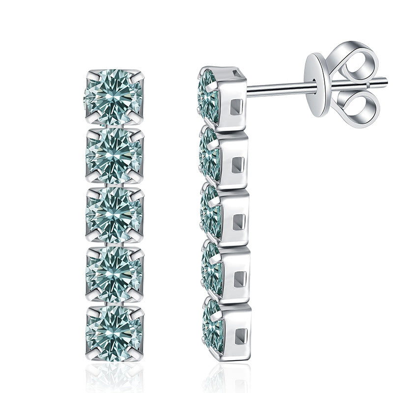 light blue moissanite earrings