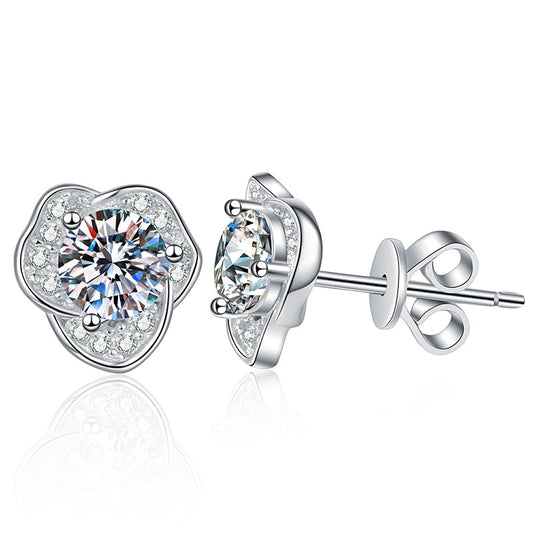 moissanite flower stud earrings
