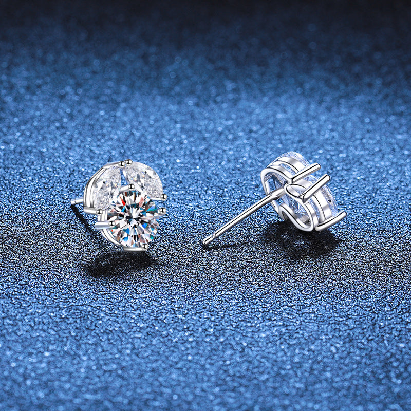 1ct moissanite earrings，moissanite flower earrings