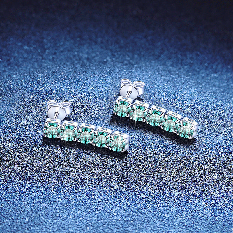 light blue moissanite earrings