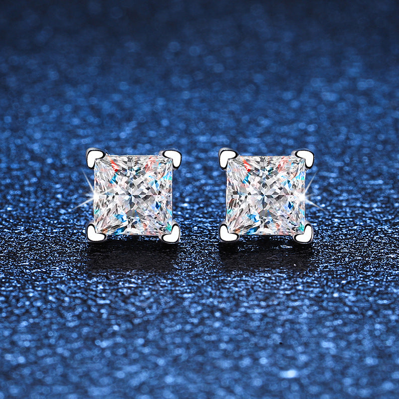 princess cut moissanite earrings