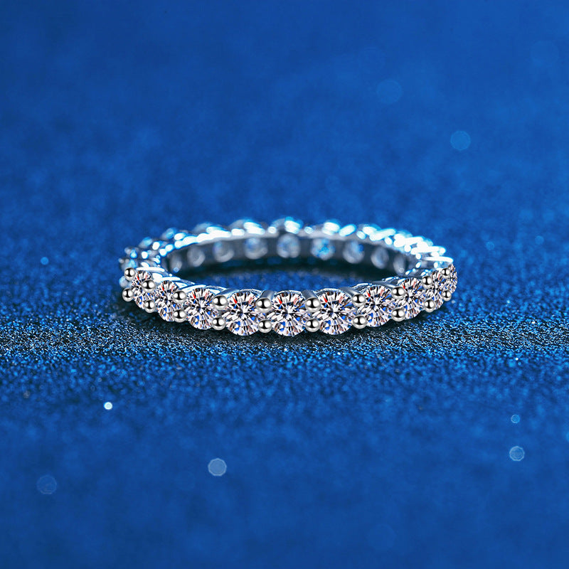 Moissanite Eternity Ring – 2.2 Carat S925 Silver Full Pavé Band for Women