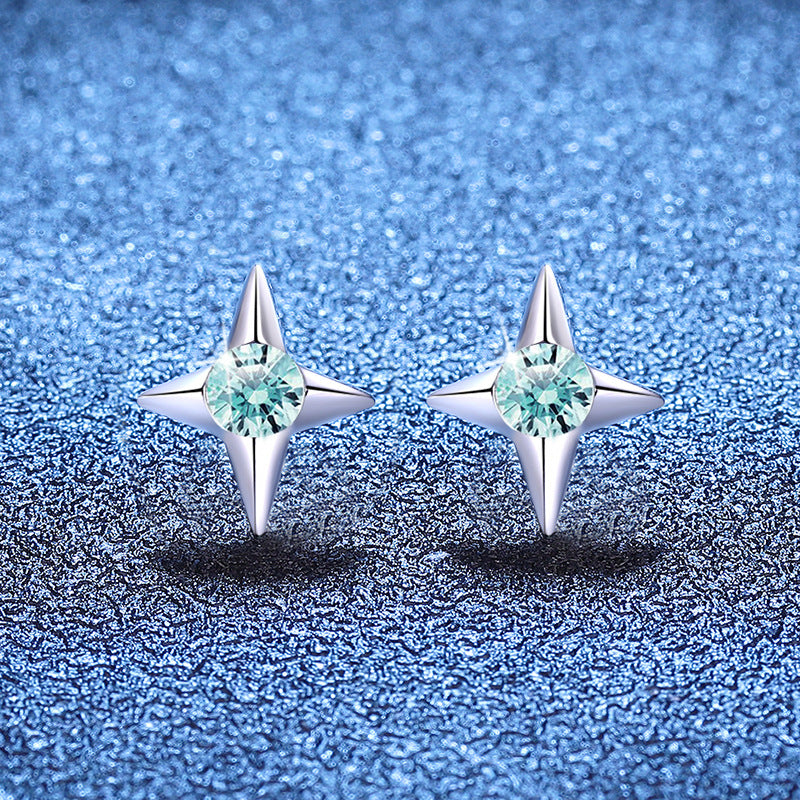 blue moissanite earrings