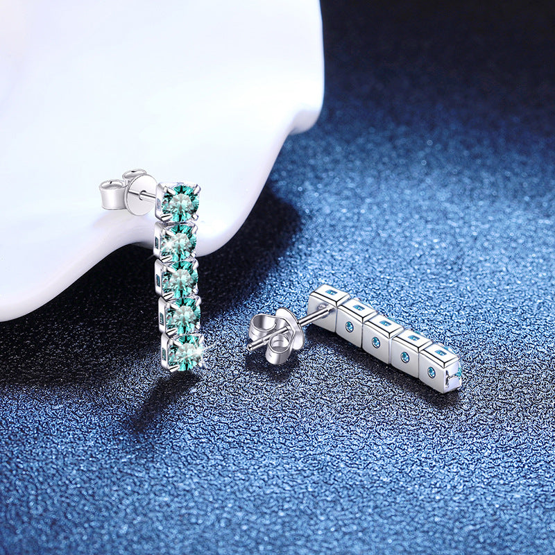light blue moissanite earrings