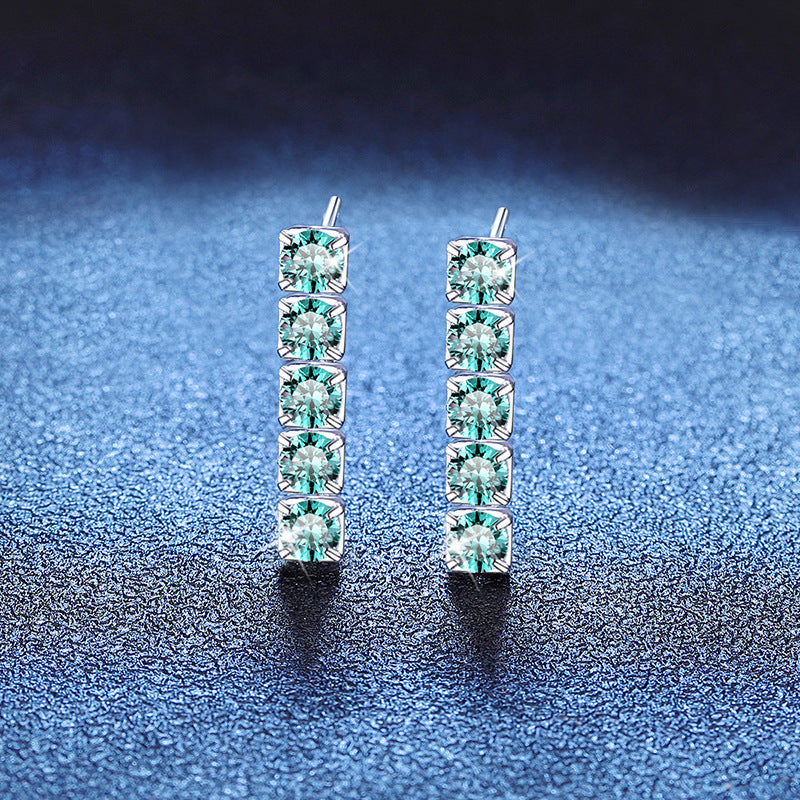 light blue moissanite earrings