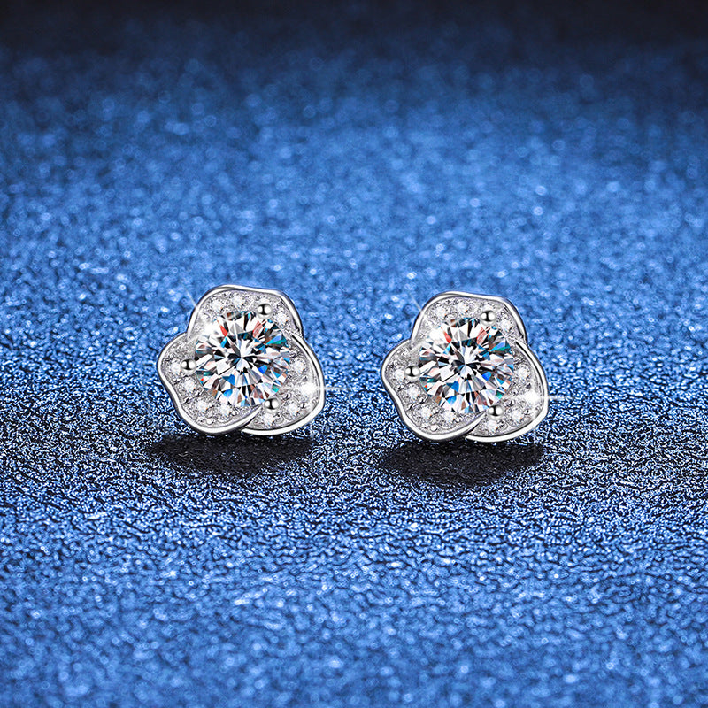 moissanite flower stud earrings