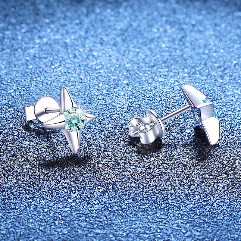 blue moissanite earrings