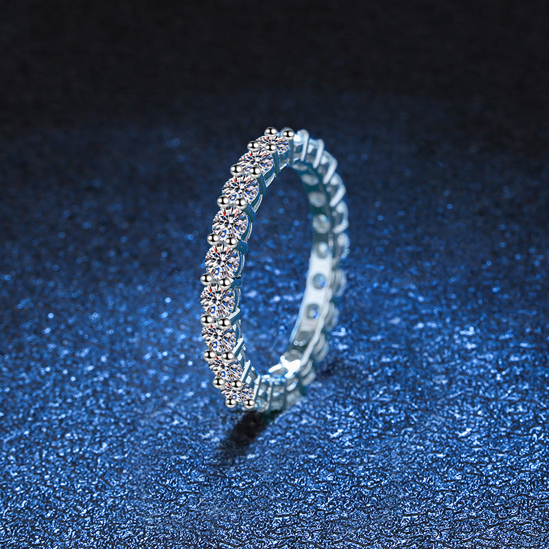 Moissanite Eternity Ring – 2.2 Carat S925 Silver Full Pavé Band for Women