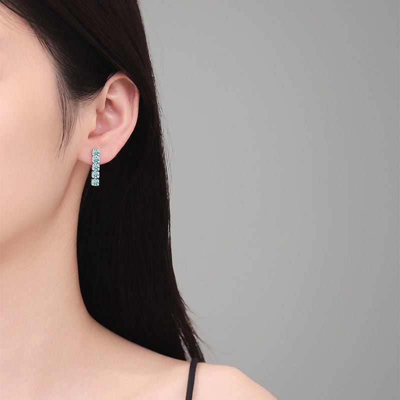 light blue moissanite earrings