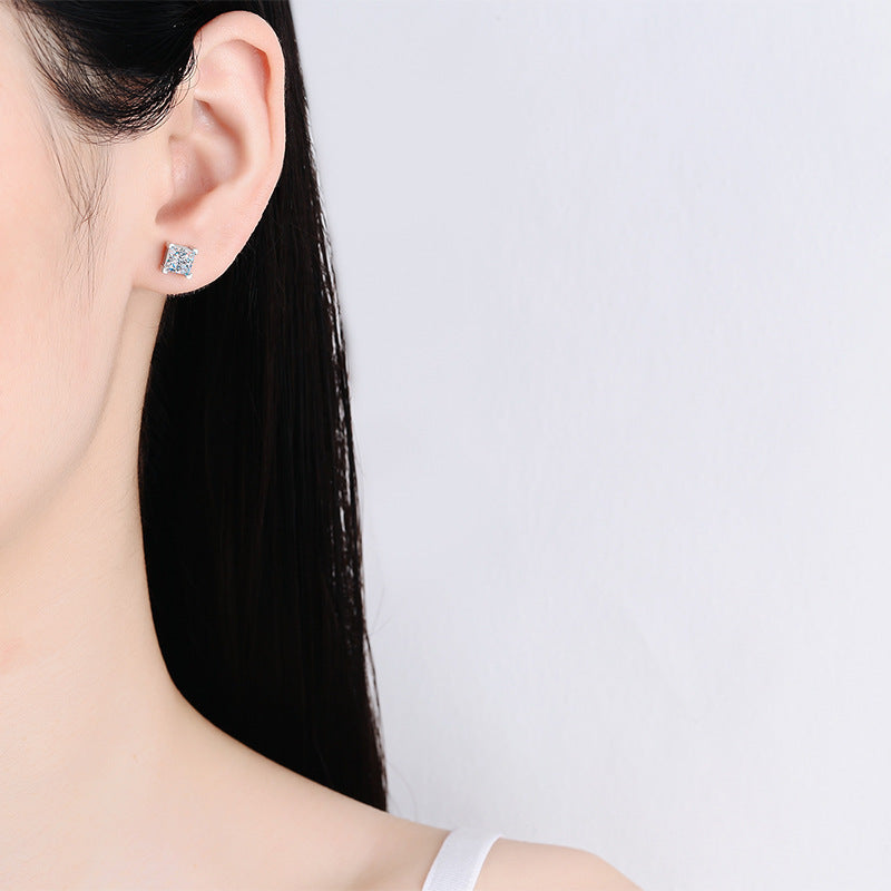 princess cut moissanite earrings