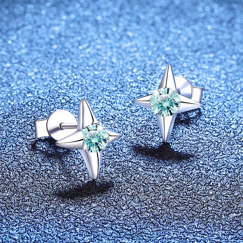 blue moissanite earrings