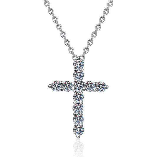 cross necklace with moissanite