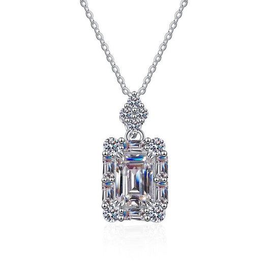 emerald cut moissanite necklace