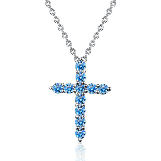 Blue Moissanite Necklace