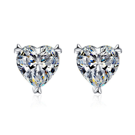 moissanite heart earrings