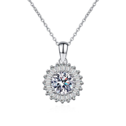 Solitaire Moissanite Necklace in 925 Silver